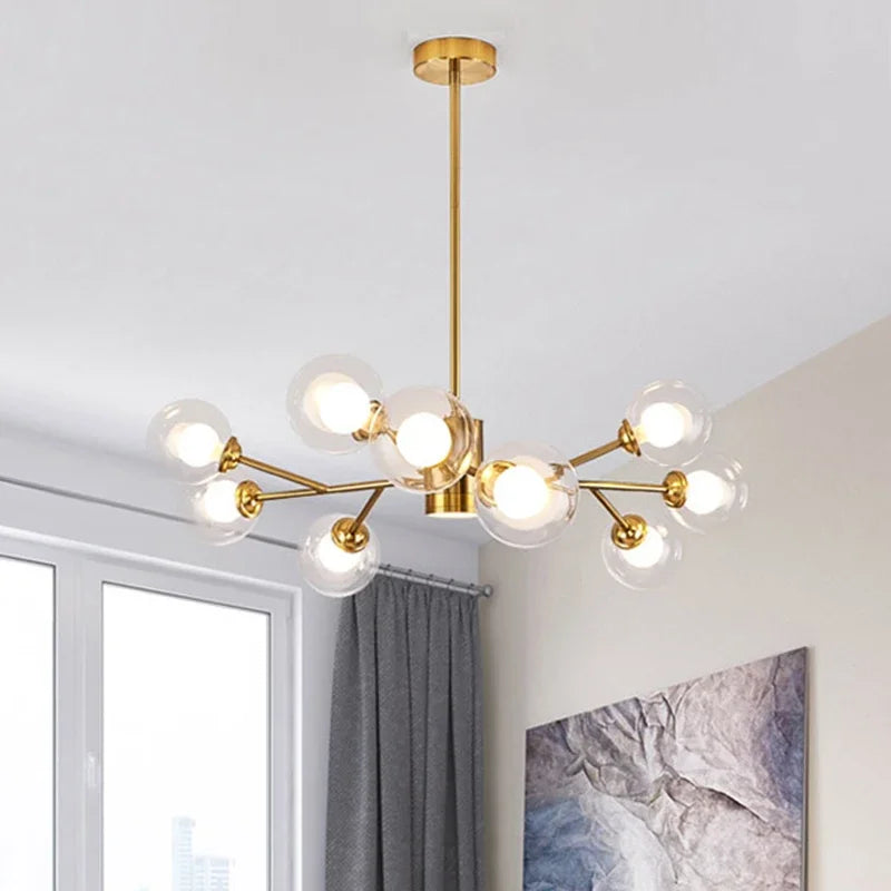Lamp 9-Light Glass Chandelier,Modern Ceiling Lighting Fixture For Kitchen Dining Room Living Room Bedroom Office Restaurant Bar - vue 2 sur 7