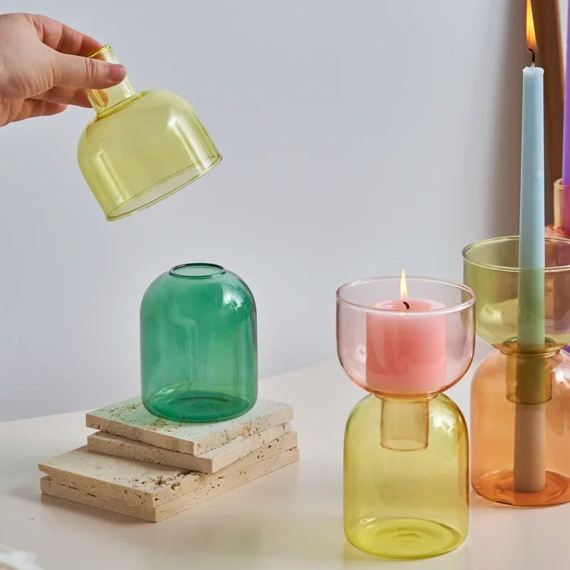 bougeoir en verre décoratif pour plantes et bougies - vue 6 sur 22
