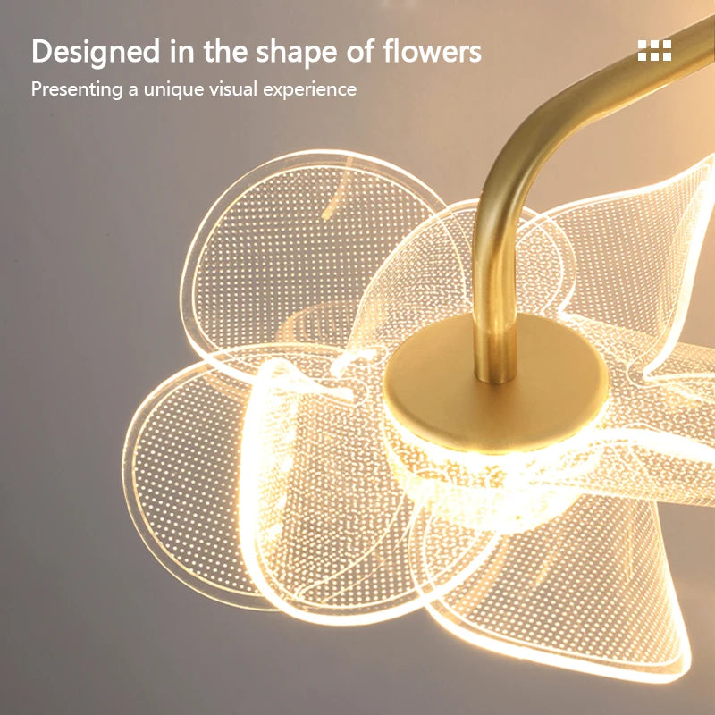 applique murale led de luxe en forme de fleur décorative