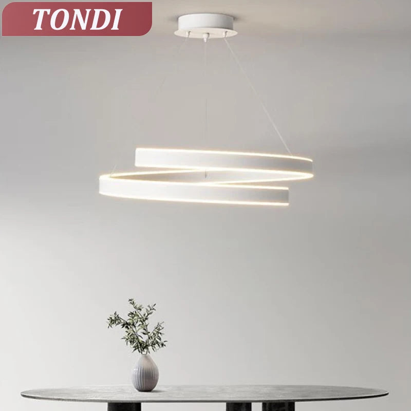 Lustre Simple Noir/Blanc adapté au Salon Salle à Manger Cuisine Rond éclairage décoration intérieure - vue 6 sur 11
