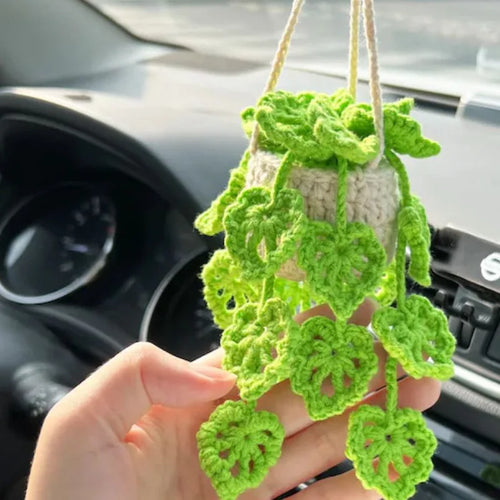 crochet suspendu créatif pour décoration de voiture plante en pot