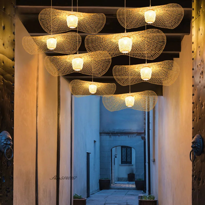 Style chinois LED E27 bambou lampes suspendues maison éclairage créatif pour Tatami salle à manger Restaurant Suspension Luminaire - vue 8 sur 9