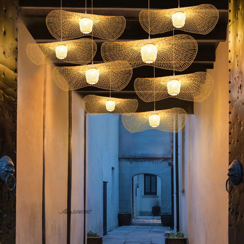 suspension en bambou créative pour éclairage intérieur moderne