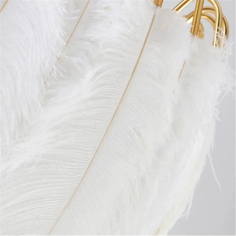 plafonnier décoration en plumes d'autruche simplicité nordique - vue 5 sur 8