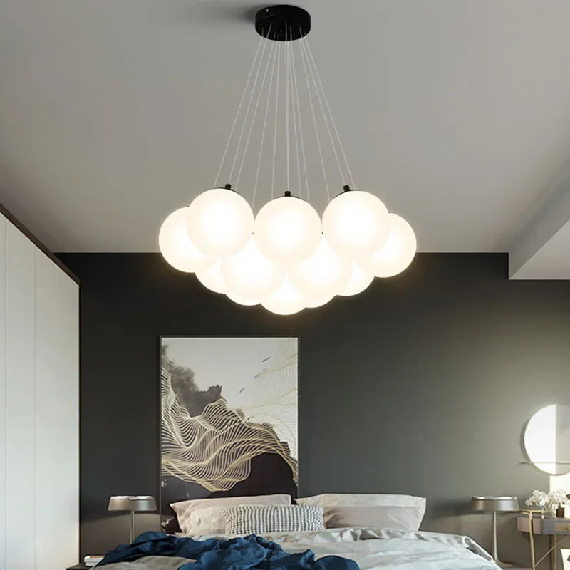 lustre moderne en verre avec led pour décoration intérieure - vue 5 sur 8