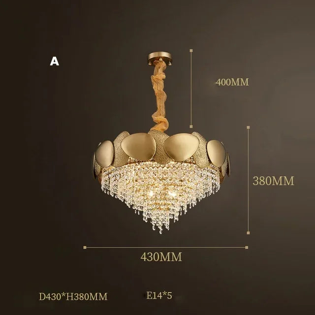 lustre moderne en cristal pampilles et acier inoxydable