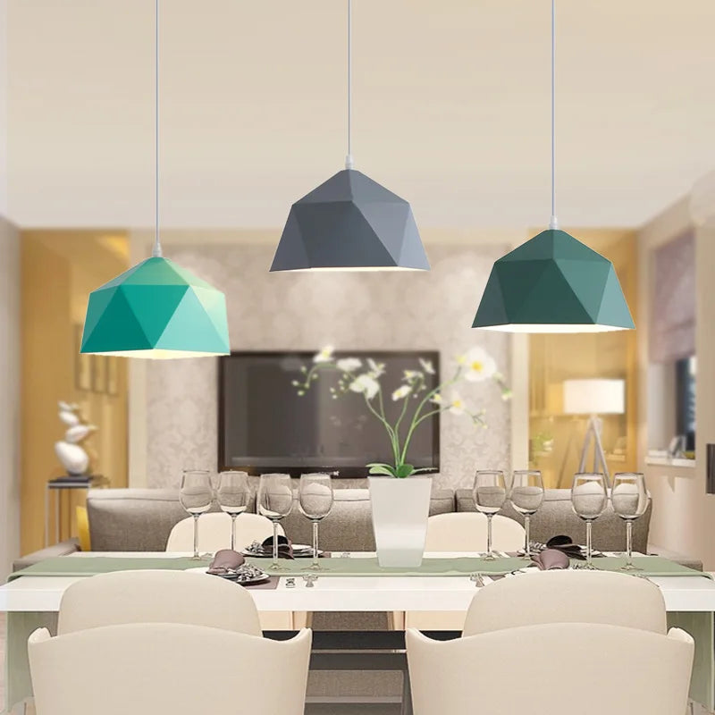 lustre nordique macarone géométrique led décoratif suspendu - vue 4 sur 13