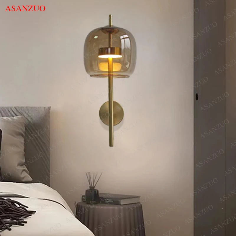 applique murale led créative en verre avec lumière chaude