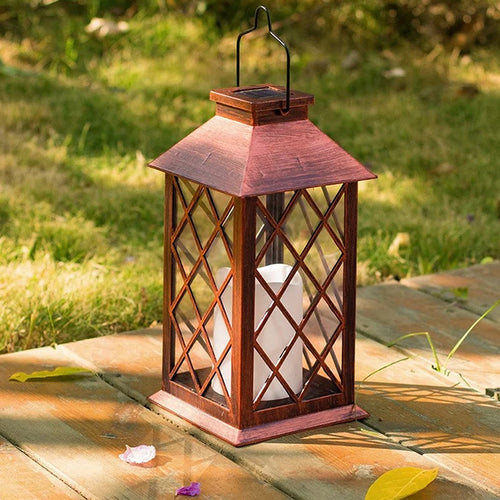 Lampe LED solaire européenne rétro électronique bougie lanterne crépuscule à l'aube lampe décorative solaire pour intérieur extérieur jardin terrasse - vue 5 sur 9