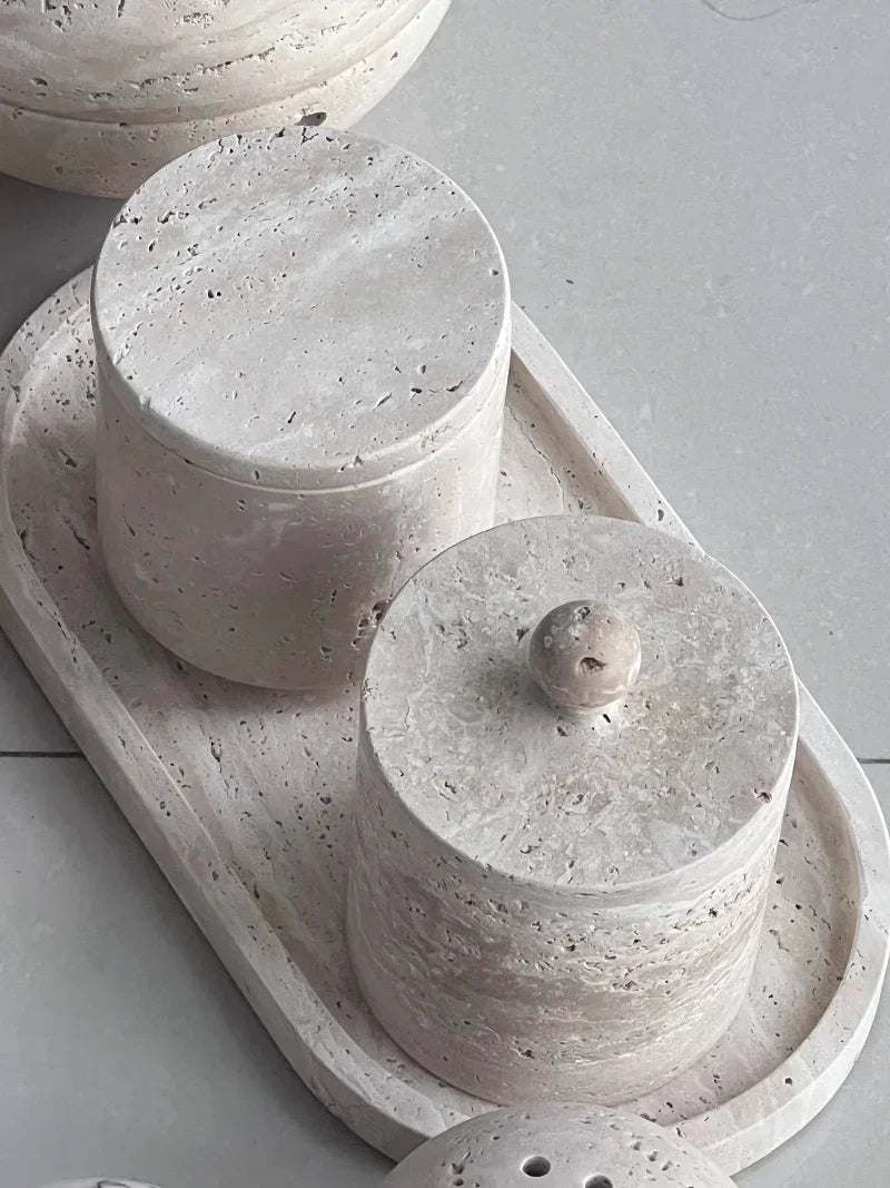 réservoir de stockage en marbre naturel pour bougies accessoires décoratifs - vue 4 sur 6