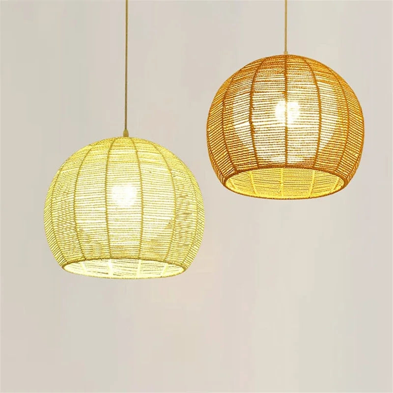 luminaire led nordique moderne en fer et corde de chanvre - vue 7 sur 14