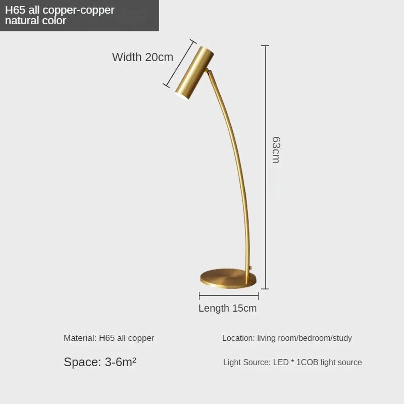 Minimalist copper desk lamp for reading and decoration - vue 9 sur 12