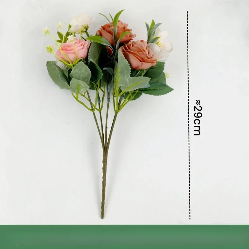 bouquet de roses artificielles en soie pour décoration intérieure - vue 9 sur 12