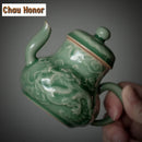 Theiere ceramique dragon phoenix relief filtre kung fu