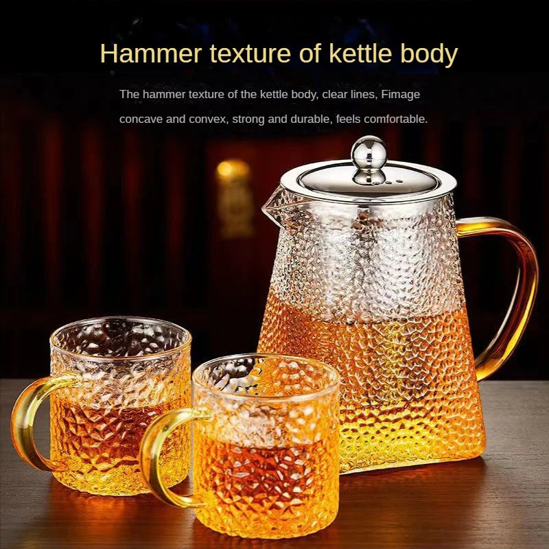 Théière verre martelé avec filtre inox infuseur - vue 3 sur 7