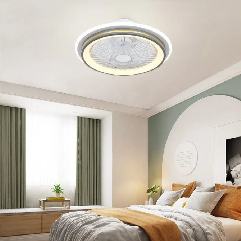 plafonnier moderne silencieux avec ventilateur et lumière télécommandé - vue 4 sur 9