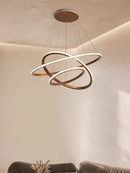 lustre led design moderne en bois anneau décoration rétro