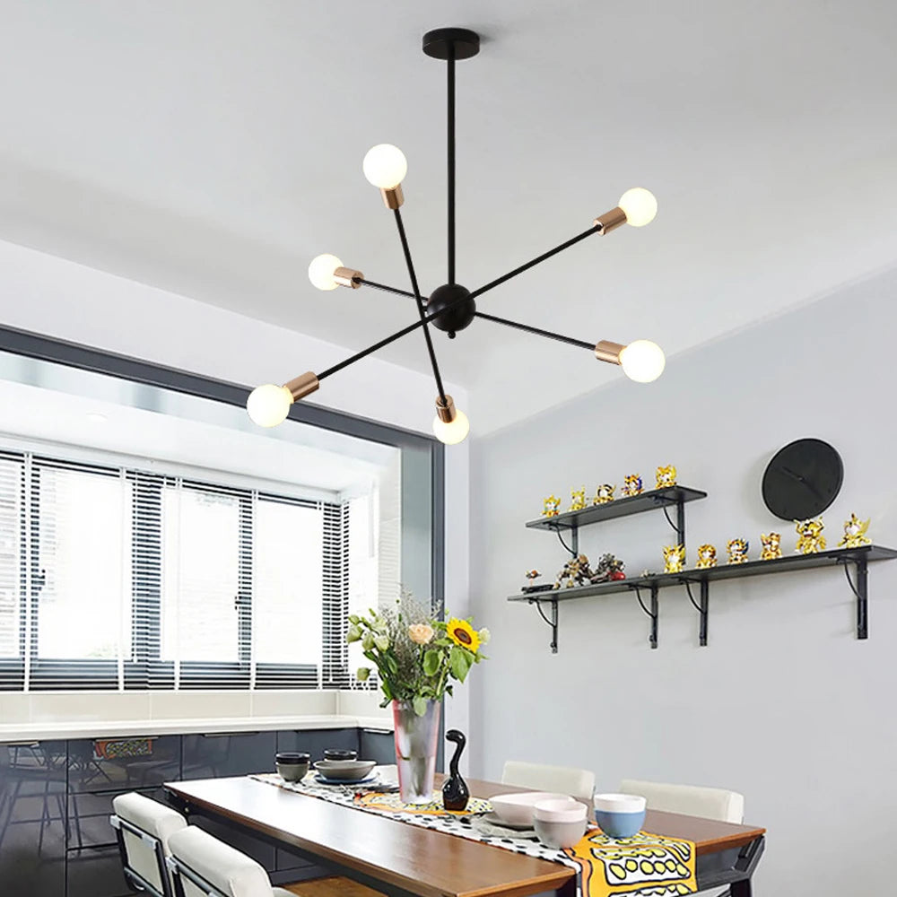 lustre moderne nordique sputnik avec éclairage led intérieur - vue 4 sur 16