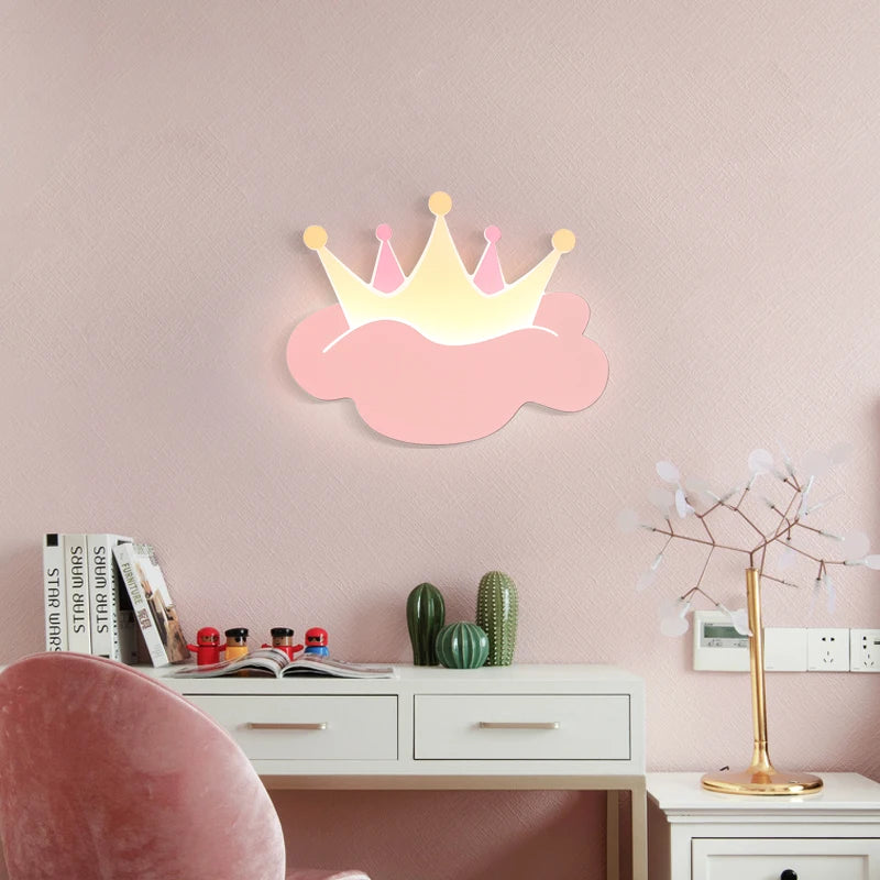 applique murale couronne pour chambre d'enfant avec télécommande