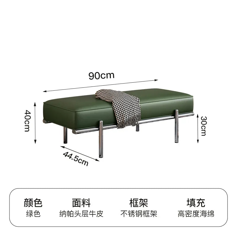 Stainless Steel Shoe Changing Bench, Long Stool, Italian Minimalist Leather, Bed-End Seat, Light, Luxury - vue 30 sur 42
