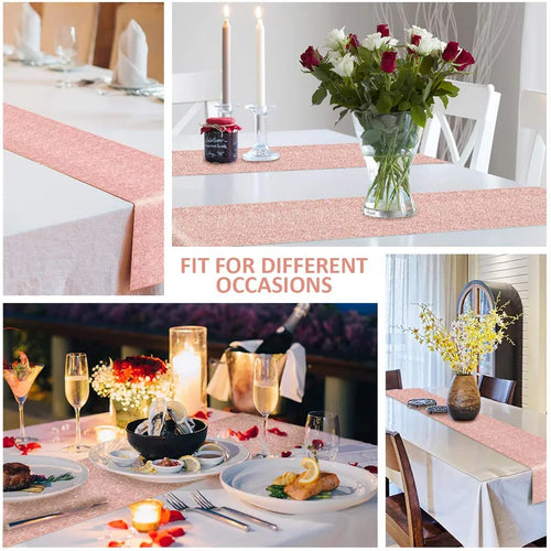 Chemin de table paillettes doré argenté rose décoration - vue 7 sur 7