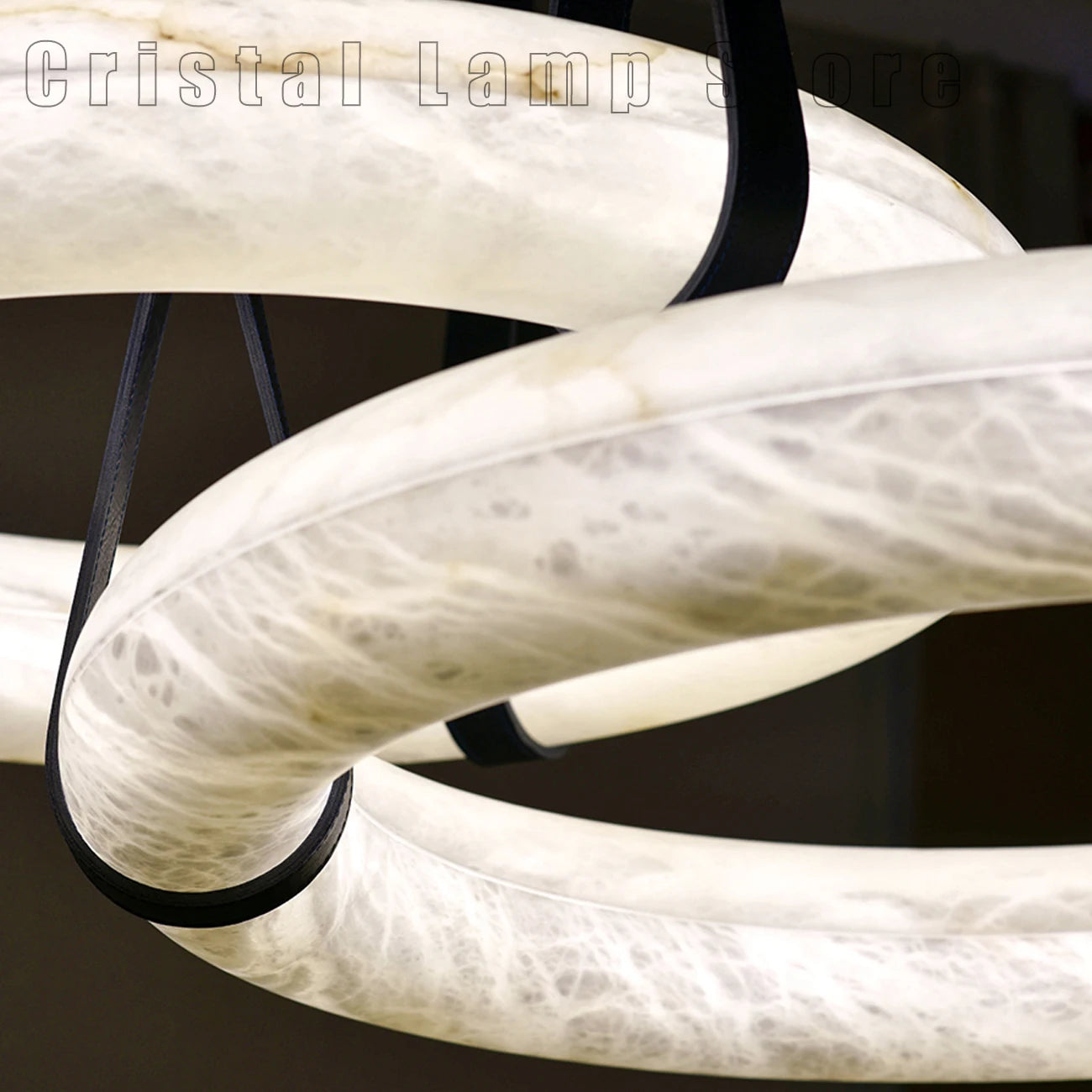 Plafond nordique Led Source de lumière suspension de luxe moderne grand anneau d'albâtre lustre éclairage pour Restaurant salon - vue 3 sur 6