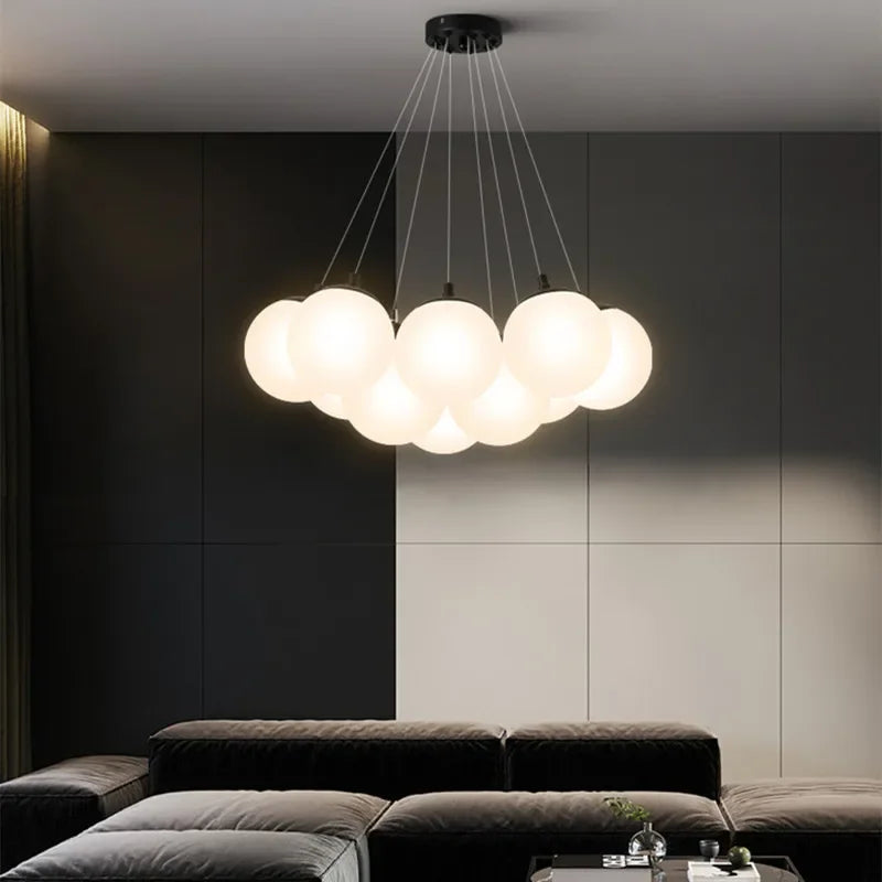 lustre moderne en verre avec led pour décoration intérieure - vue 6 sur 8
