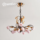 lustre antique avec abat-jour en forme de tulipe art