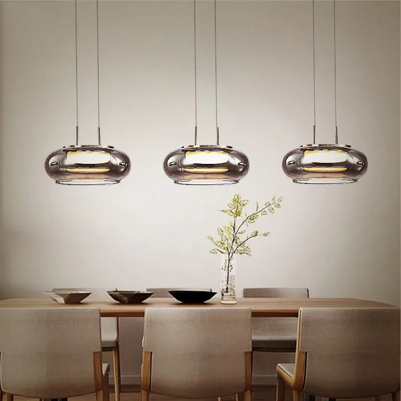 suspension led en verre design pour intérieur avec cordon réglable - vue 4 sur 8