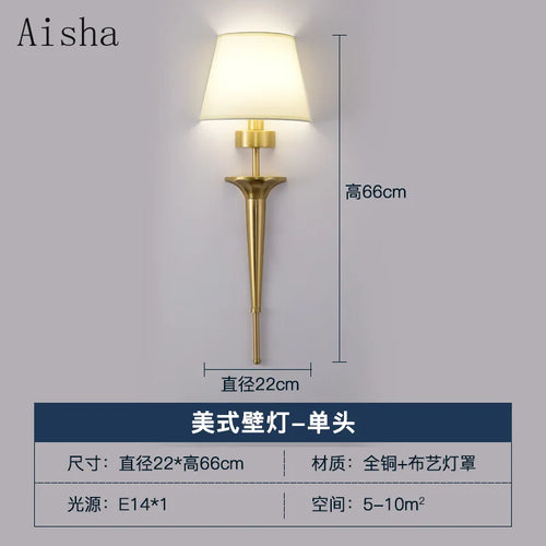 Minimalist copper fabric wall lamp for luxury interior decoration - vue 7 sur 7