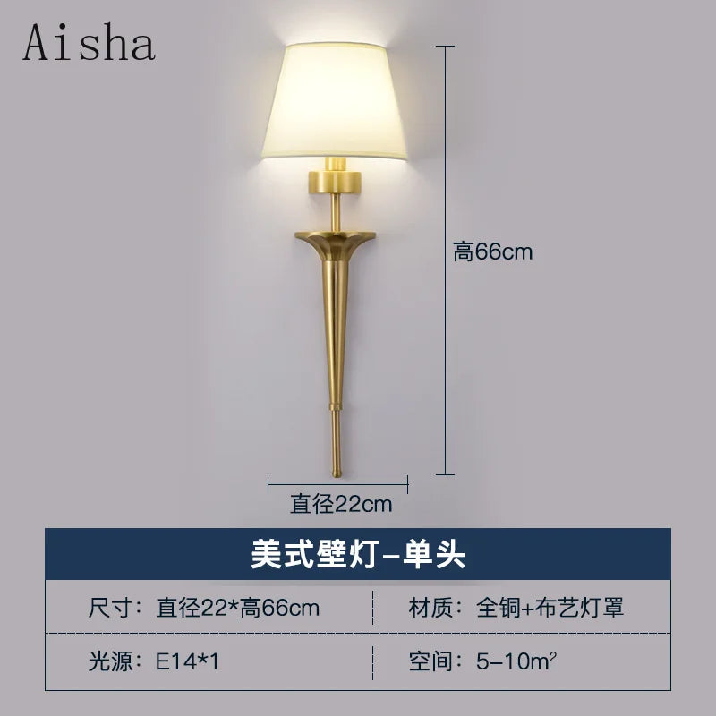 Minimalist copper fabric wall lamp for luxury interior decoration - vue 6 sur 7