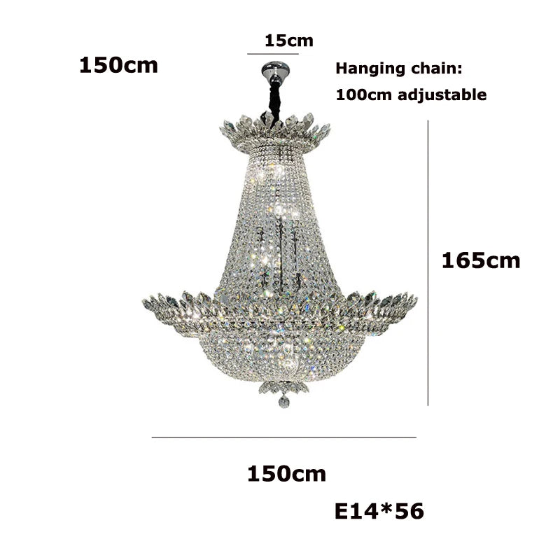 lustre led k9 cristal à intensité variable design moderne 2024 - vue 15 sur 16