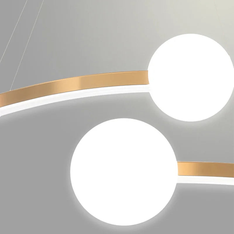 lustre nordique anneau led suspension éclairage luminaires - vue 6 sur 8