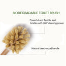 Toilet Brush, 2 Pack Wood Toilet Brush Made Of Beechwood, Strong Hemp Bristles With 360° Cleaning Power