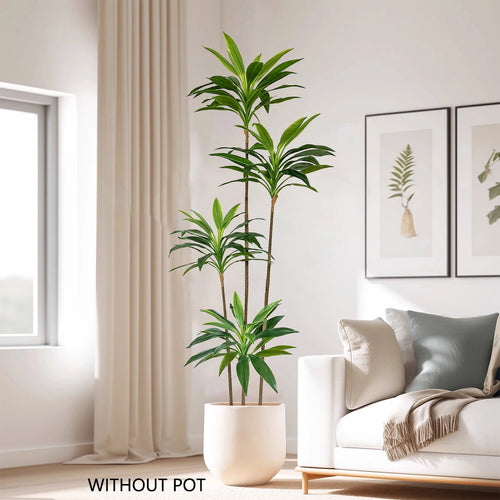 Set of 3 artificial dracaena plants for realistic decoration