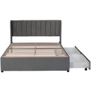 VSOGA Upholstered Bed 180 X 200 Cm Velvet With Slatted Backrest 2 Drawers, Black，160 X 200 Cm, Gray