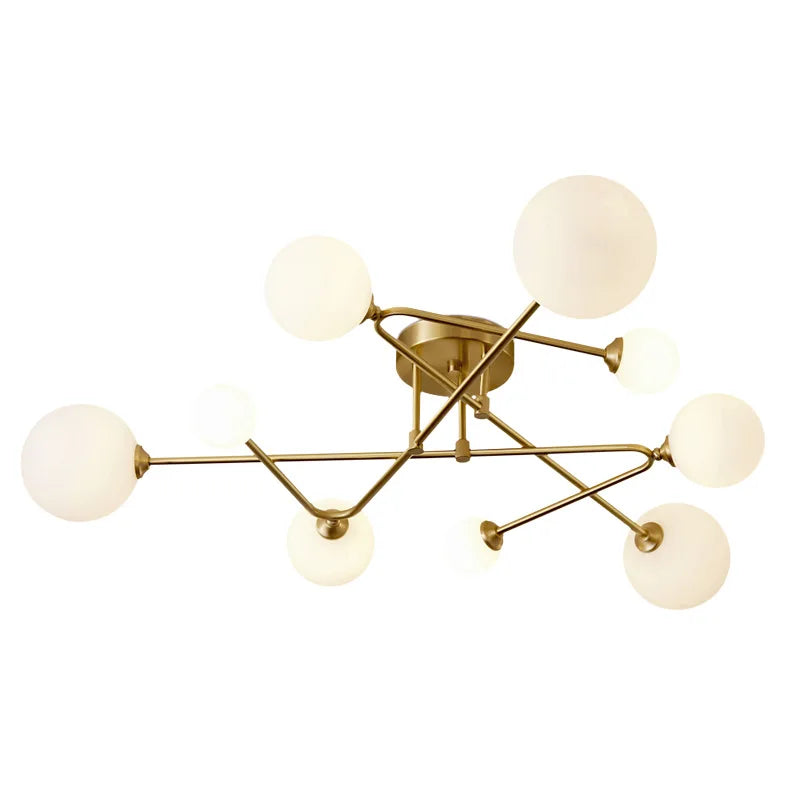 2024 Modern Golden LED Chandelier For Living Room Bedroom Nordic Luxury Glass Ball Ceiling Hanging Lamp - vue 7 sur 9