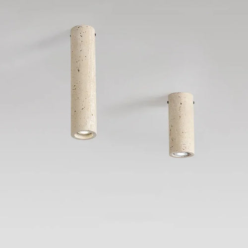 plafonnier cylindrique en travertin jaune clair à montage surface - vue 5 sur 8