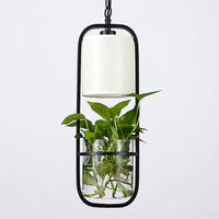 Suspension moderne en cage avec abat-jour en verre et fer