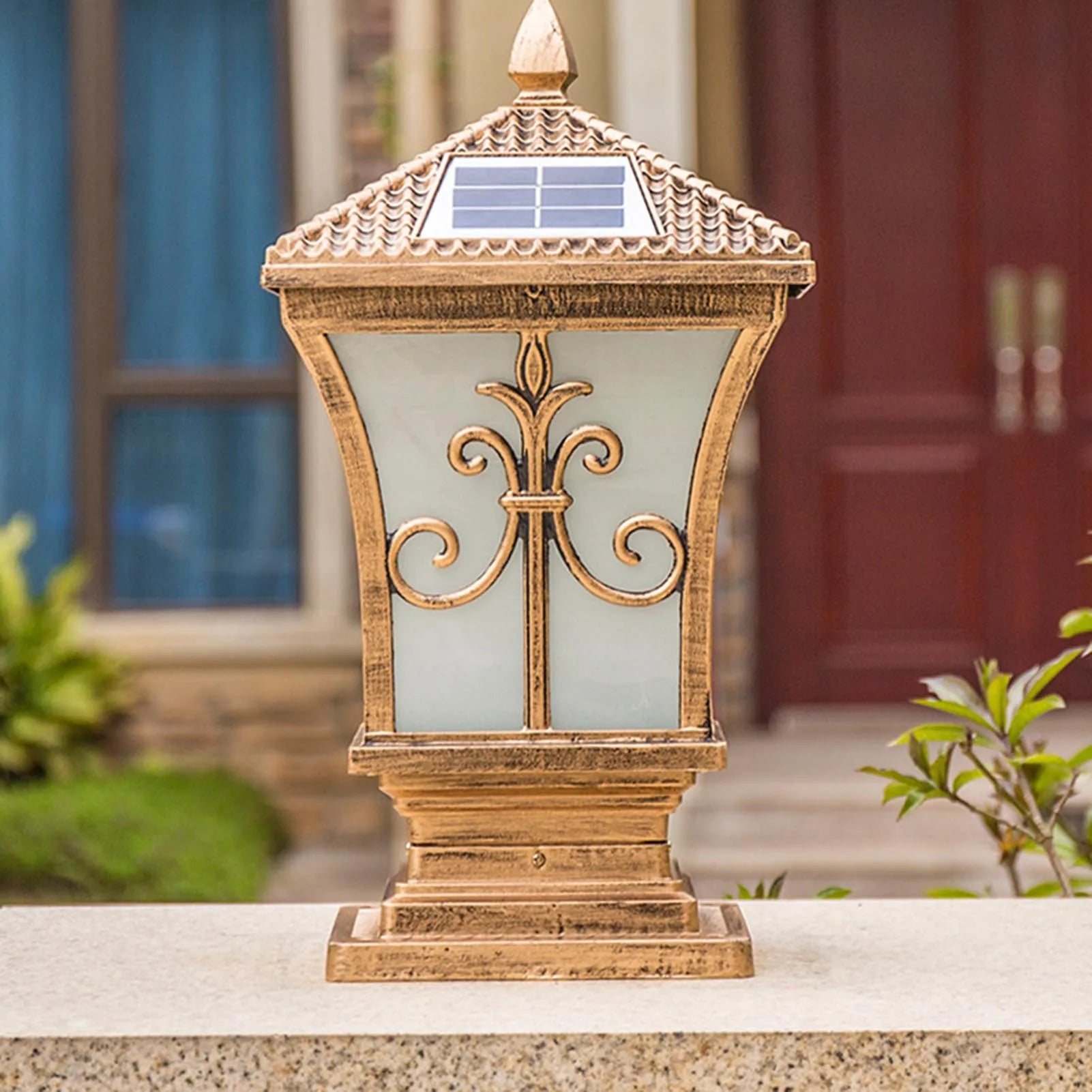 LED Carré Post Pilier Lumière Solaire Porte De Jardin Télécommande Lampe Étanche Vintage Solaire Lumières De Jardin Lumière Solaire Extérieure - vue 6 sur 8