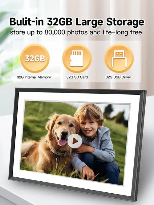 Frameo 10.1 Inch WiFi Digital Picture Frame，1280 * 800IPS HD Cloud Smart Digital Photo Frame,32GB Storage, Wall Mountable, Auto- - vue 5 sur 8