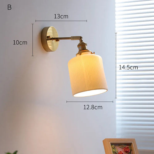 Applique LED nordique japonaise cuivre blanc - vue 20 sur 23