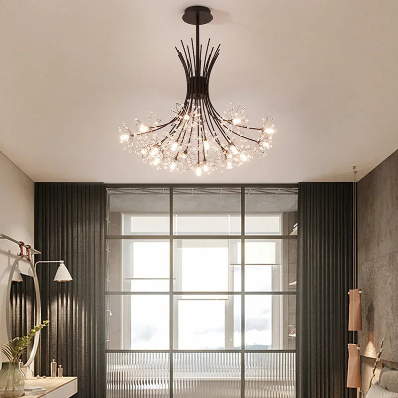 Nordic Creative Dandelion Romantic Crystal Chandelier Dining Room Bedroom Living Room Clothing Coffee Shop Luxury LED Chandelier - vue 4 sur 10