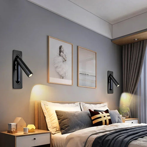 Applique murale LED lampe liseuse chambre rotatif mur rotatif lumières salon à côté de la lampe - vue 5 sur 10