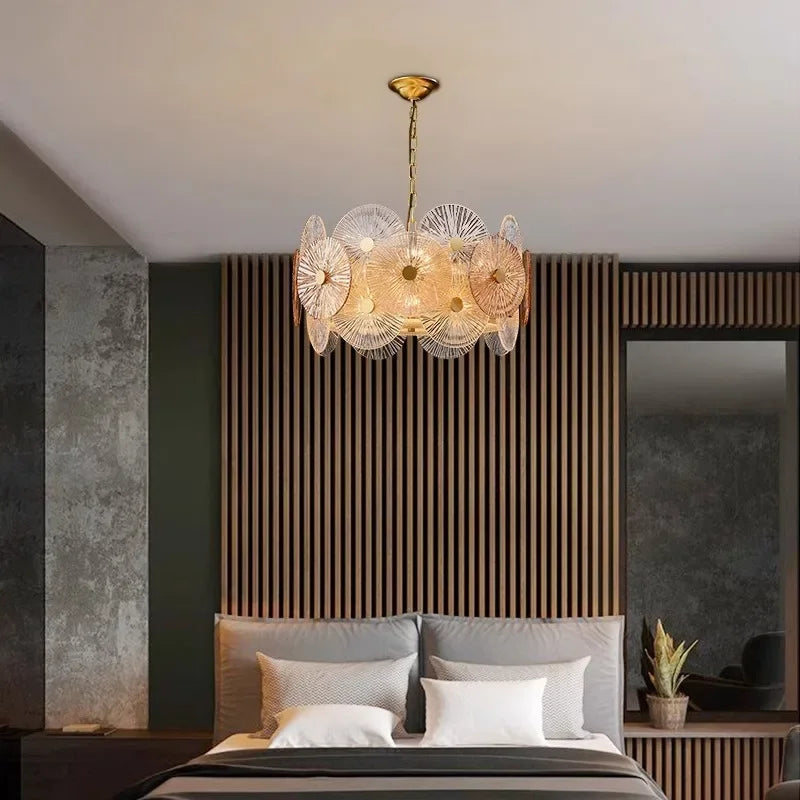 lustre en verre moderne avec lumière led design élégant - vue 5 sur 10