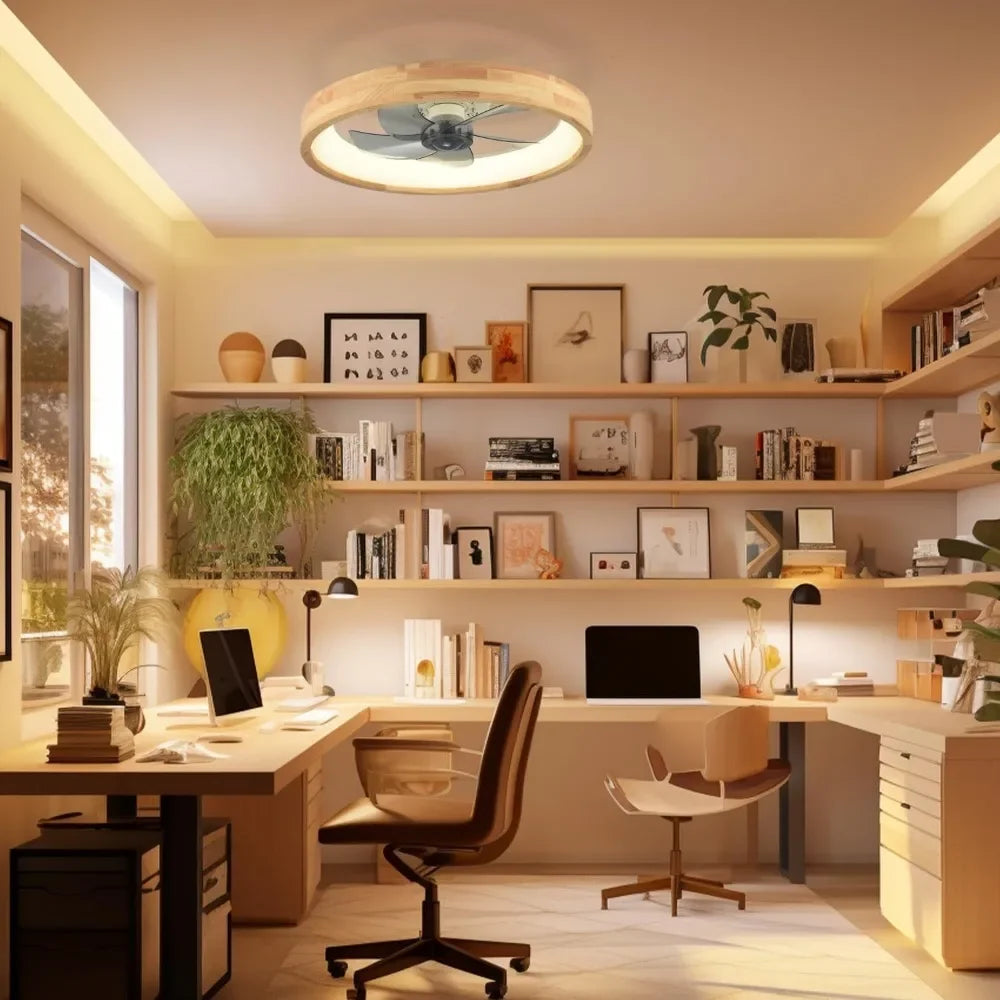 plafonnier ventilateur led avec minuterie télécommande et pales réversibles - vue 5 sur 6