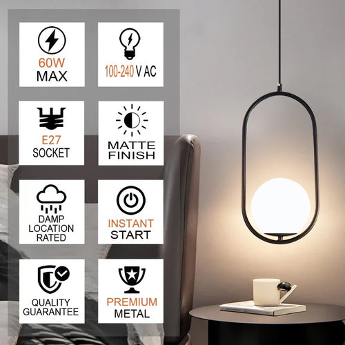 Suspension LED Moderne Noir Chrome - vue 3 sur 21