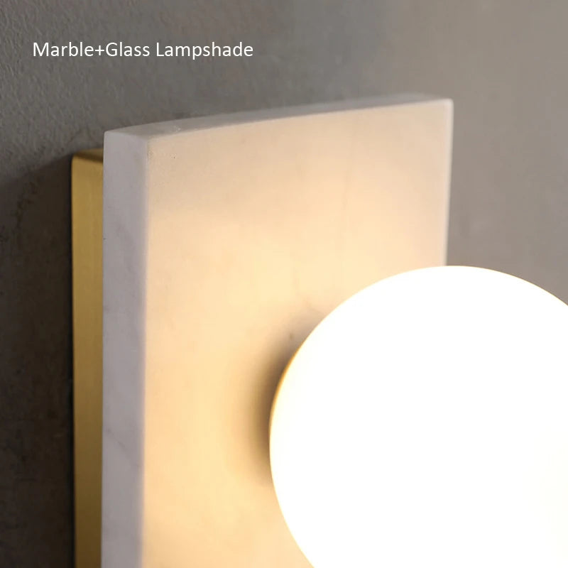 applique murale rétro en marbre et cuivre led - vue 6 sur 9