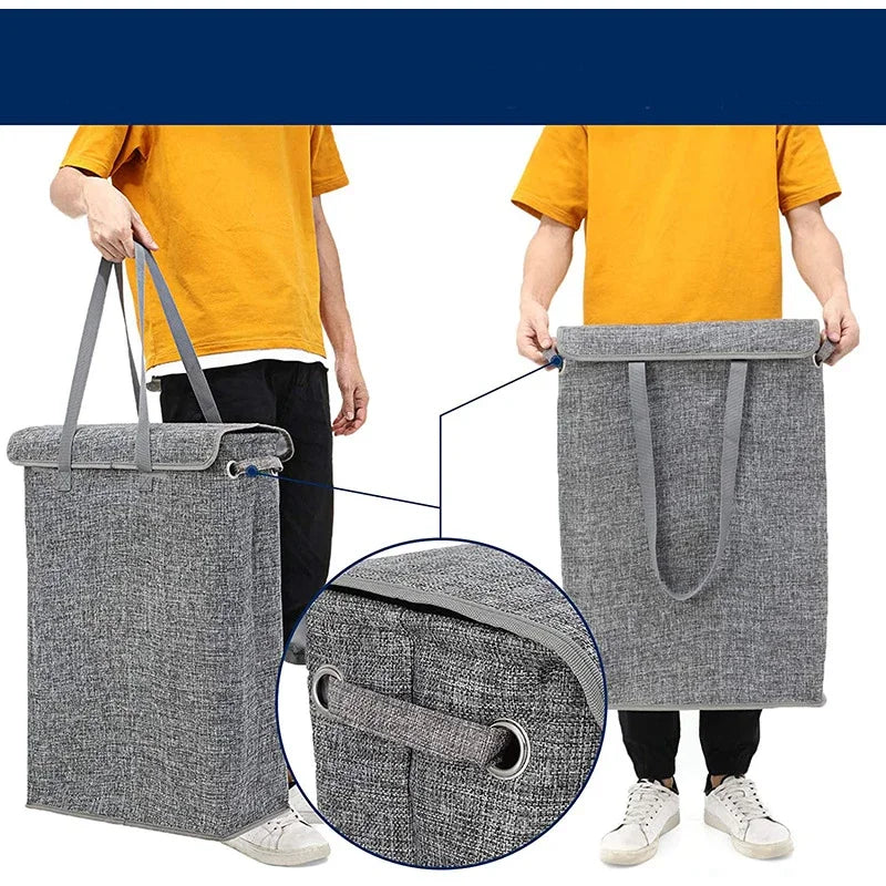 45L Slimline Laundry Hamper with Lid, Family Bathroom Life Clothes Pants Storage Dirty Clothes Basket Folding Laundry Basket - vue 2 sur 9