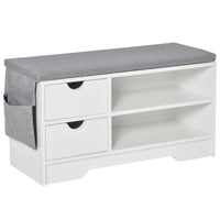 HOMCOM bench shoe rack with seat and 2 drawers 80.5x30.5x43.5 cm white and gray